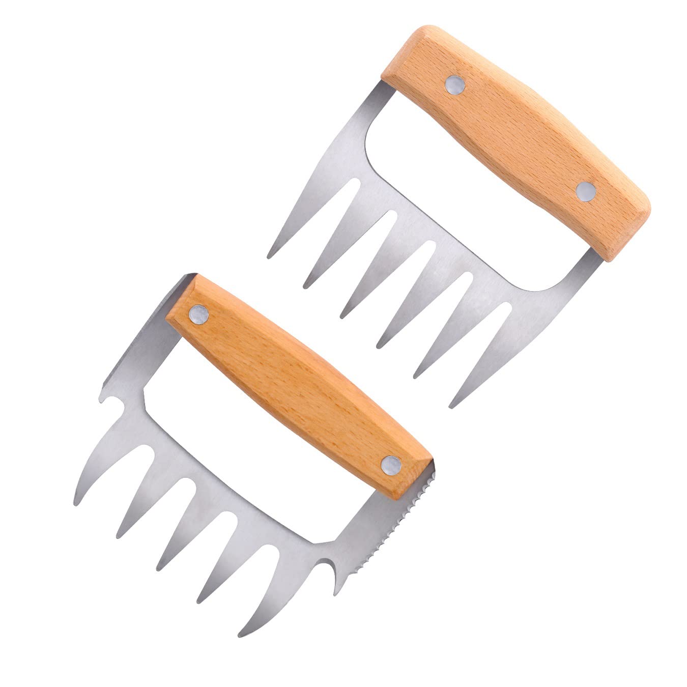 Meat Claws Stainless Steel Wooden Handle Holding Grabbing Moving Hot meat-claws-stainless-steel-wooden-handle-holding-grabbing-moving-hot