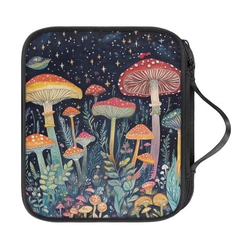 Uorisanigo Mushroom Crochet Hook Case with Handle Empty Crochet Hook Cases for Storage Portable Crochet Travel Bag Interchangeable Knitting Needle Storage Case