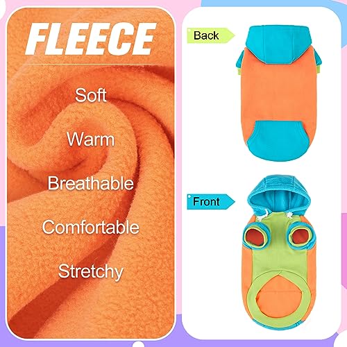 Image of BEAUTYZOO Fleece Dog Hoodie Sweatershirt with Pocket and Leash Hole, Stretchy Small Medium Large Sized Dogs Clothes for Fall Winter Cold Days, Color Designer Warm Dog Jackets,French Bulldog Coats