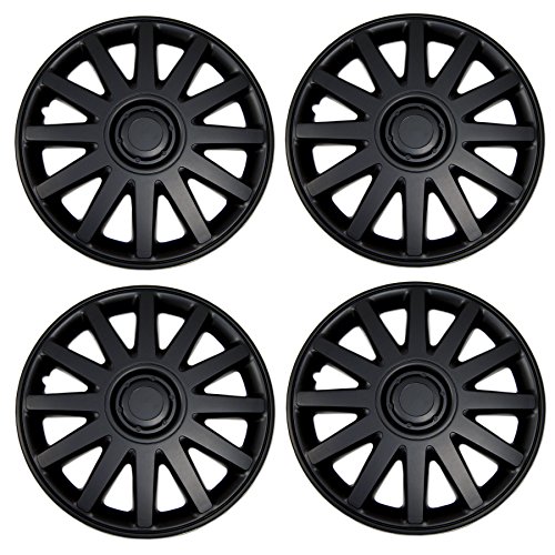 Image of WC3-17-610-B - Pack of 4 Hubcaps - 17-Inches | Black | Style 610 Style Snap-On (Pop-On) Type Matte Black Wheel Covers Hub-caps