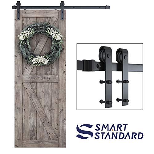SMARTSTANDARD 5ft Heavy Duty Sturdy Sliding Barn Door Hardware Kit -Smoothly and Quietly