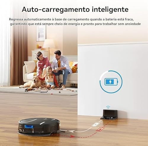 Combinação aspirador robo, potente 4200Pa carregamento automático, robo aspirador e passa pano carpete baixo, pelos animais, aplicativo, voz controle remoto (Tinta preta) - Imagem 3