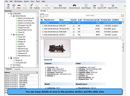 Model Train Software: Stecotec Model Railroad Collector Pro - Inventory Program - Collection Management for Rolling Stock and Accessories - Suitable for Atlas, Athearn, Lionel, LGB etc.