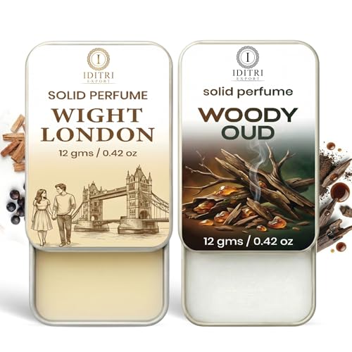 Image of Solid Perfume |wight london&Woody oud Alcohol Free Wax Perfume Balm, Long Lasting | Pocket Tin 12g, Pack Of 2| Non Greasy Smooth Glide, Travel Friendly Unisex Gifts He Or Her