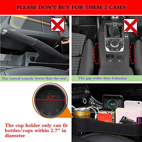 SUNMORN Car Organizer, Multifunctional with Dual USB Charging, Small Cup Holder, Leather Storage Box, Order for Passenger Side Cup Holder Facing Back (Black) - Thumbnail 4