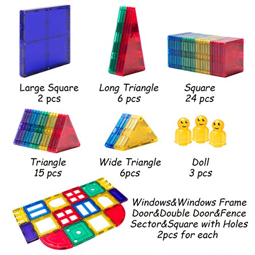 cossy 72 Pcs Magnetic Tiles, 3D Magnet Building Block Set with Rivets-Fastened for 3 Year Old and Up Kids, Learning and Bonding by Playing, Inspirational, Recreational, Educational, Conventional - Thumbnail 6