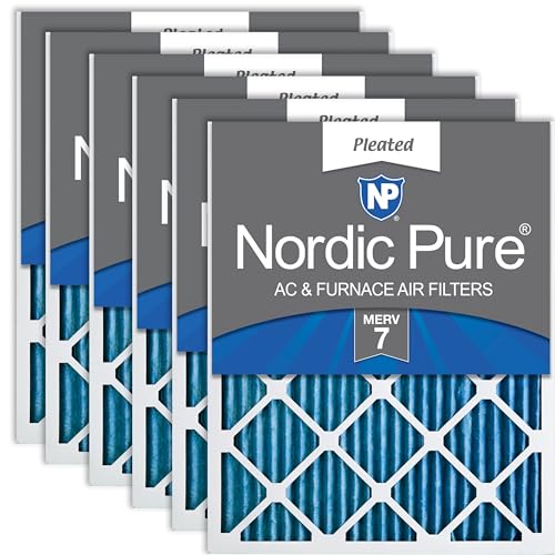 Nordic Pure 20x20x1 (19 1/2 x 19 1/2 x 3/4) Pleated MERV 7 Air Filters 6 Pack