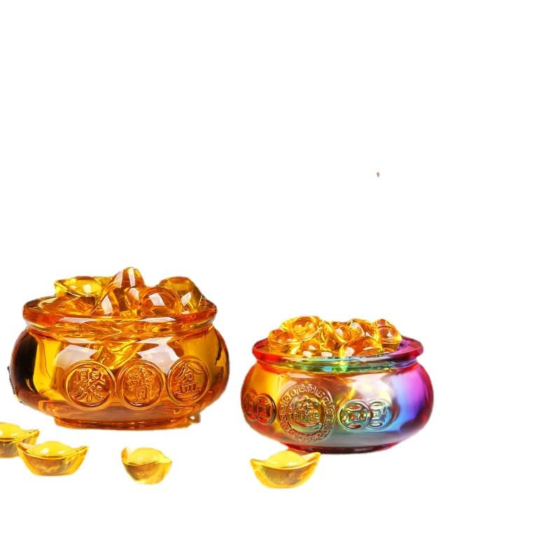 Usoway琉璃聚宝盆 jubaopen 礼品元宝 yuanbao 办公室乔迁开业家居装饰黄水晶聚宝盆 jubaopen 摆件 Home Decorations, Feng Shui Decorations Bring Good Luck, Fortune ，hangingornament, 9036559197206