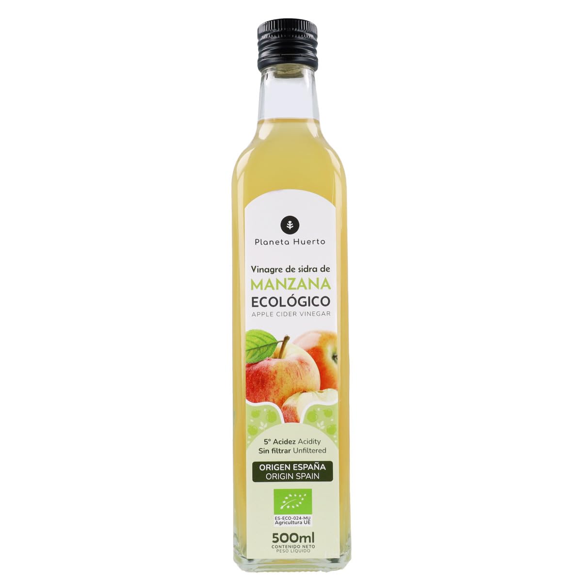 PLANETA HUERTO Pack 6x Vinagre de Sidra de Manzana Sin Filtrar ECO 500 ml