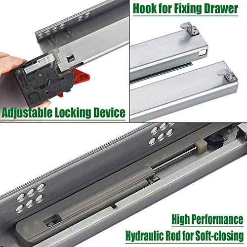 OCG Soft Close Undermount Drawer Slides 21 inch (6 Pairs), Full Extension Concealed Drawer Runners, Come with Mounting Screws and Brackets by OCG - Image 3