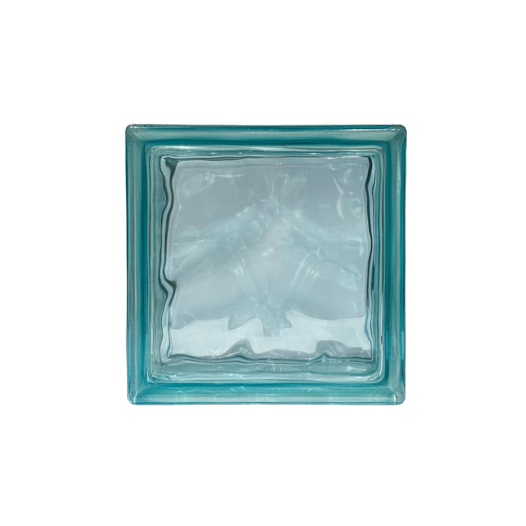 Bloque de vidrio Pavés Smart Ondulado Coloreado en la masa Turquoise | Dimensión 190x190x80 mm | Euro/pza. 4,50 |Unidad de venta: una caja de 6 pzas.