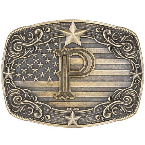 Image of Western Belt Buckle for Men Women Initial Letter A to Z Cowboy Belt Buckle Texas Buckle hebillas vaqueras para hombre