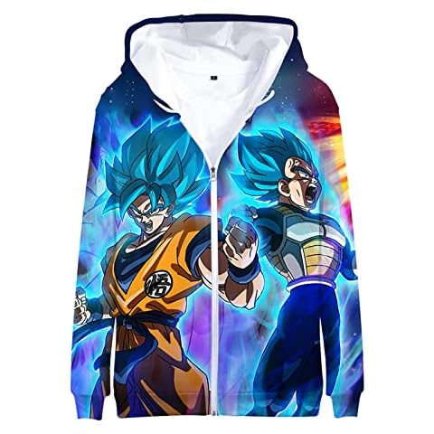 acsefire Dragon Ball Zip Cardigan Sweater Printed Long Sleeve Hoodie Anime Son Goku Cosplay Costumes Men's and Women's Daily Casual Loose Fashion Coat Cover