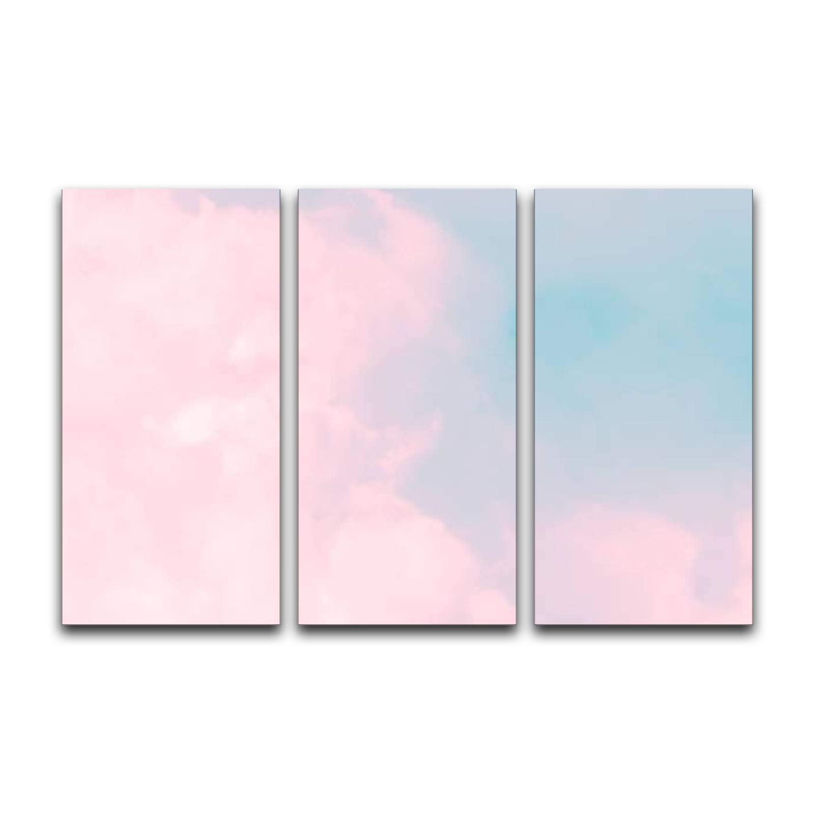 Gisas Enall 3 Piece Canvas Wall Art-Cloud Series Colorful Cotton Candy Soft Fog and Clouds with a-Art Painting Posters Pictures Print Home Decor Modern Artwork for Living Room Bedroom 16"x31.5"