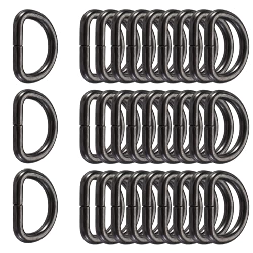 Butyeak Metall-D-Ring, Halbringe D, Halbrunder D-Ring, 30 Stück 25MM D-Ring aus Edelstahl, Für Halsbänder, Karabiner, Riemen, Rucksäcke und Heimwerkerzubehör, (Pistole Schwarz)