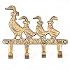 Indian shelf 1 pack key holders mother baby geese vintage brass decorative wall hooks for hanging unique coat rack wall mount antique farmhouse towel hangers gold  urban country home decor