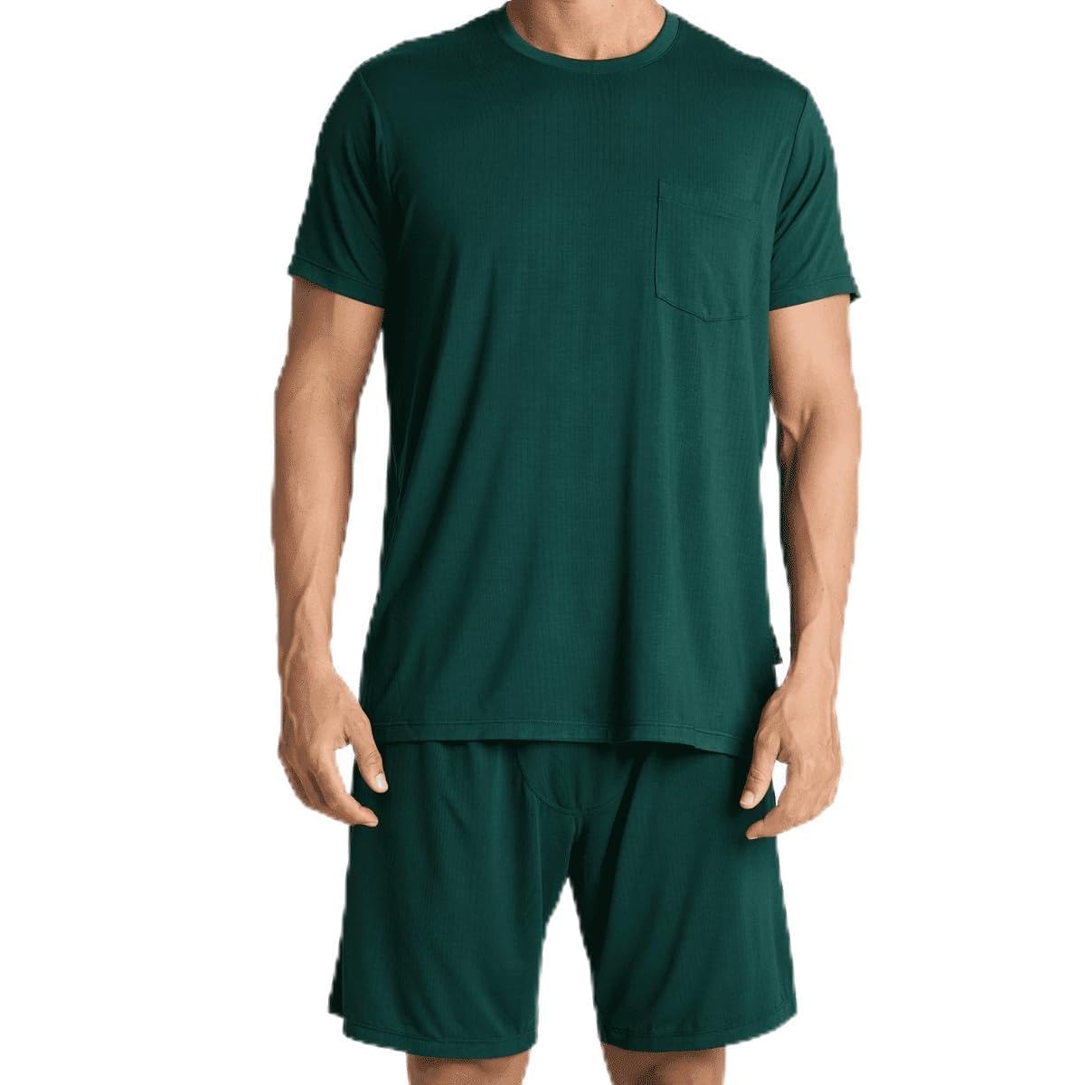Step One Men's Forest Green Niteknit™ Pyjama Set | Cooling Sleepwear For Warm Sleepers | 6X More Breathable Than Cotton | Anti-Odour & Moisture-Wicking | Lightweight Viscose Blend