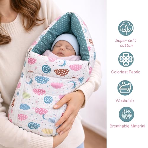 Image of Fareto Combo of Baby Bed with Net | Carry Bag | 4 Pcs Bedding Set (0-6 Months, Baby Size, Cotton) (Pista Sprial)