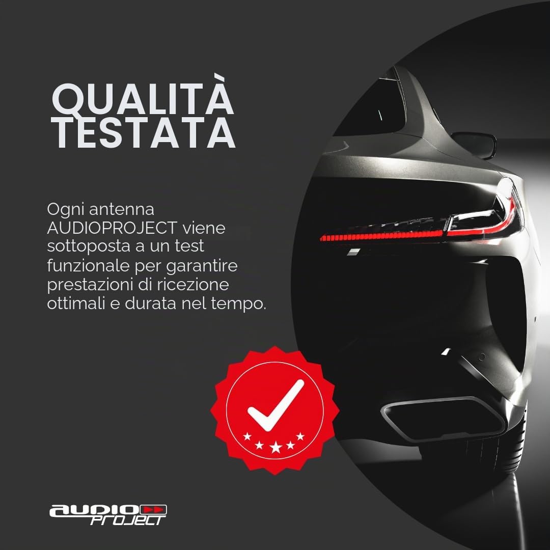 Audioproject A155 - Antenna-per-autoradio 40cm compatibile per: Toyota Aygo Opel Corsa Fiat Panda Suzuki Peugeot Cooper adapter universe antenna auto corta accessori