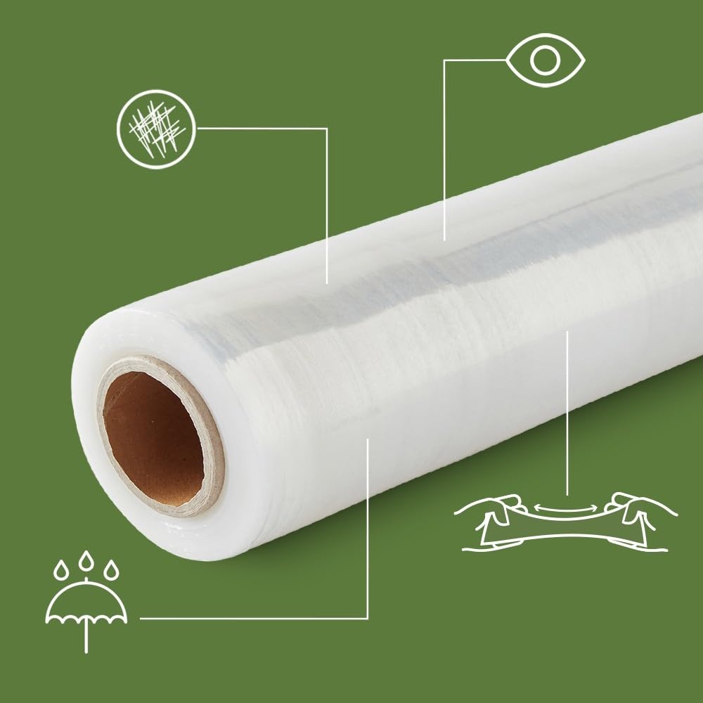 Pack and Move - Lot 6 rouleaux film étirable - 300 m - Transparent - Film déménagement Film emballage Film palette Film protection