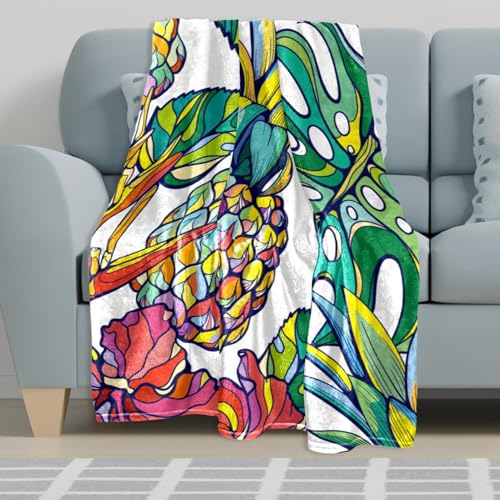 Plaid polaire ananas coloré jeté de lit doux pour chambre - 6