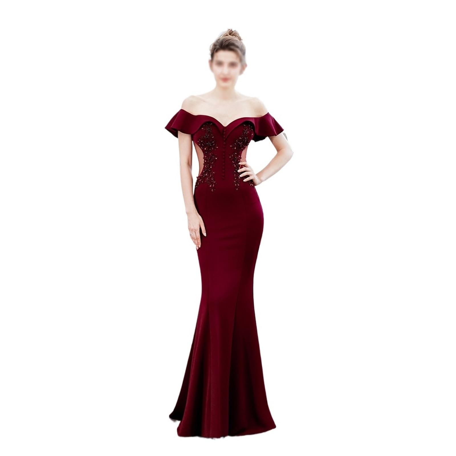 Robe longue de mariage pour femmes taille XL ajustée et drapée