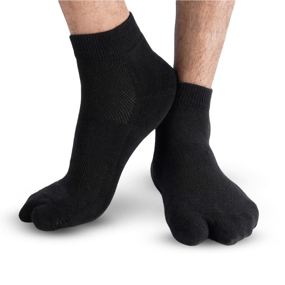 Montac Diabetic Socks, Helps In Diabetic Neuropathy, Reduction Of Gangrene Chances, Increase Blood Circulation, Patented Product, for Men and Women, Free Size (Separate Toe Black)