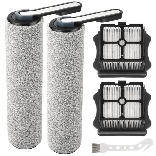 S5 Roller Brush and HEPA Vacuum Filter Replacement for Tineco Floor ONE S5, S5 Pro, S5 Pro 2, S5 Blue Smart Cordless Wet Dry Vacuum Cleaner Replacement Parts Include 2 HEPA Filters, 2 Brush Rollers