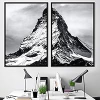2 Piece Framed Canvas Wall Art Monochromatic Mountains Canvas Prints Home Artwork Decoration for Living Room,Bedroom - 16