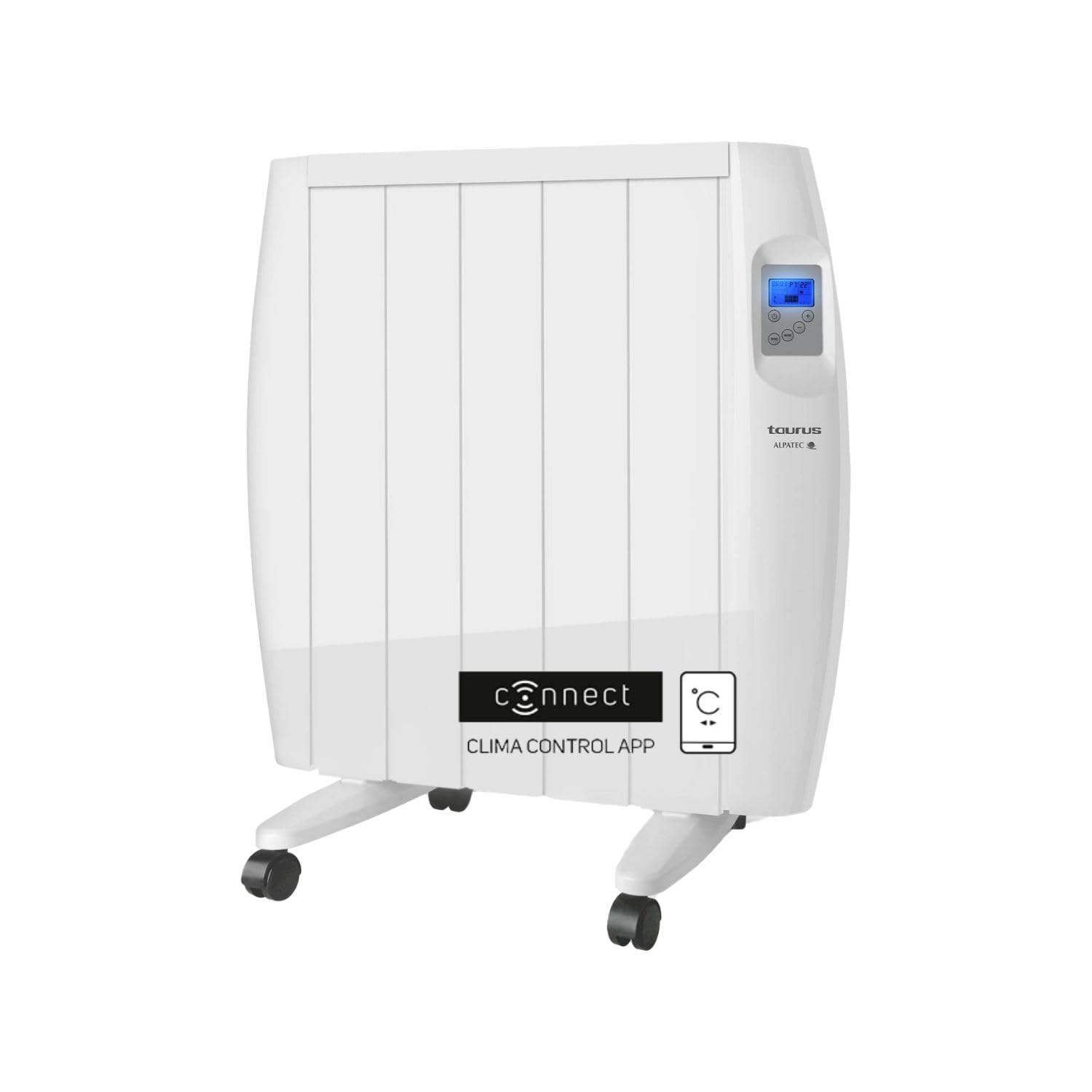TAURUS- Radiateur Électrique à Inertie Sèche Malbork 900W|Programmateur Hebdomadaire et Quotidienne, Thermostat Réglable (10-35ºc), Arrêt Automatique| Écran LCD Rétroéclairé| Installable/Transportable