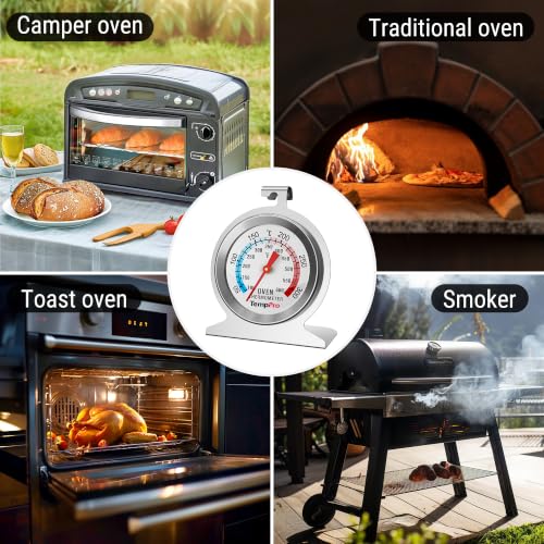 Image of ThermoPro Oven Thermometer for Gas Oven, 50-300C /100-600F Smoker Temperature Gauge with 431 Stainless Steel, Analog Instant Read Cooking Thermometer