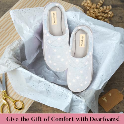 Image of Dearfoams Women's Lightweight Memory Foam Indoor House Slipper Darcy Velour Clog with Wide Widths