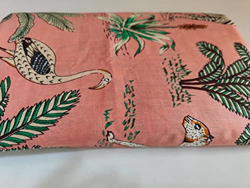 Image of Floral Printed Cotton Fabric Cloth Hand Block Print Fabric Women Material Running Jaipuri Hand Block Printed Women Dress Material Kurtis Natural 44 inch Inches Width 2.5 Meter (Pattern 12)