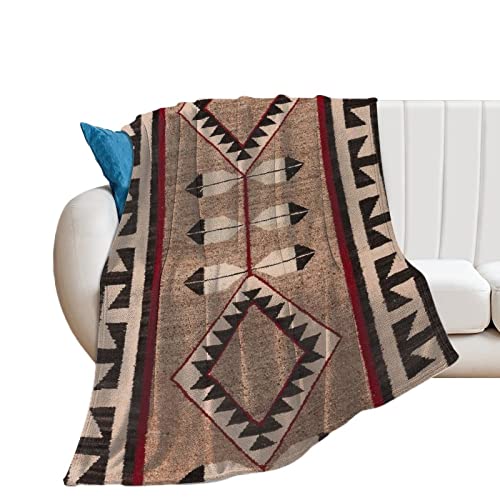Navajo 1925 Art With Feathers Scan Flannel Fleece Throw Blankets 50"X40" Lightweight Fluffy Winter Fall Blanket Cozy Soft Fuzzy Plush Home Decor For Couch Bed Sofa Bedroom Living Room Travel #TOP1
