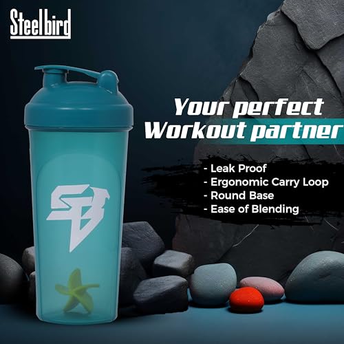 Image of Steelbird Super 700: High-Performance Gym Protein Shaker Bottle - Boost Your Workout! (Sea Green)