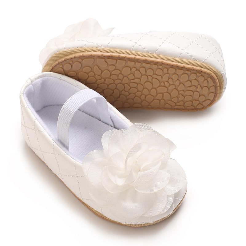 Baby Girl Shoes Baby Mary Jane Flats Princess Floral Dress Shoes Crib Shoe for Newborns, Infants, Babies, and Toddlers2