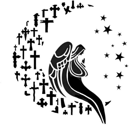 Plantilla de ángel rezando media luna plantillas de ángeles religiosos 8.9 pulgadas de ancho x 9.5 pulgadas de alto