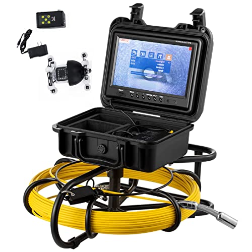 Monitor de cámara de video de inspección de tubería con pantalla LCD de 9 "IP68 Endoscopio industrial de conducto de alcantarillado de drenaje con 12 LED, batería de litio de 4500 mAh 12 V, 524 pies Cover