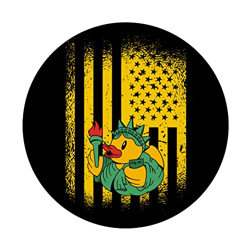 New York Rubber Duck 4th of July Kids Boys Girls US Flag PopSockets Swappable PopGrip, Black - Image 3