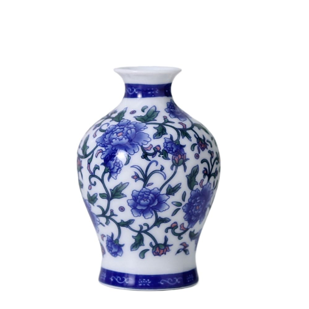 asdchZen Blue And White Porcelain Vase Chinoiserie Decor Mini Craft White Table Decor Ceramic Floral Arrangement Holders Hydroponics Flower Vase Ceramics Household,G