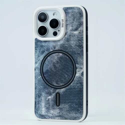Coque iPhone 13 Pro magnétique et silicone denim bleu marine compatible induction