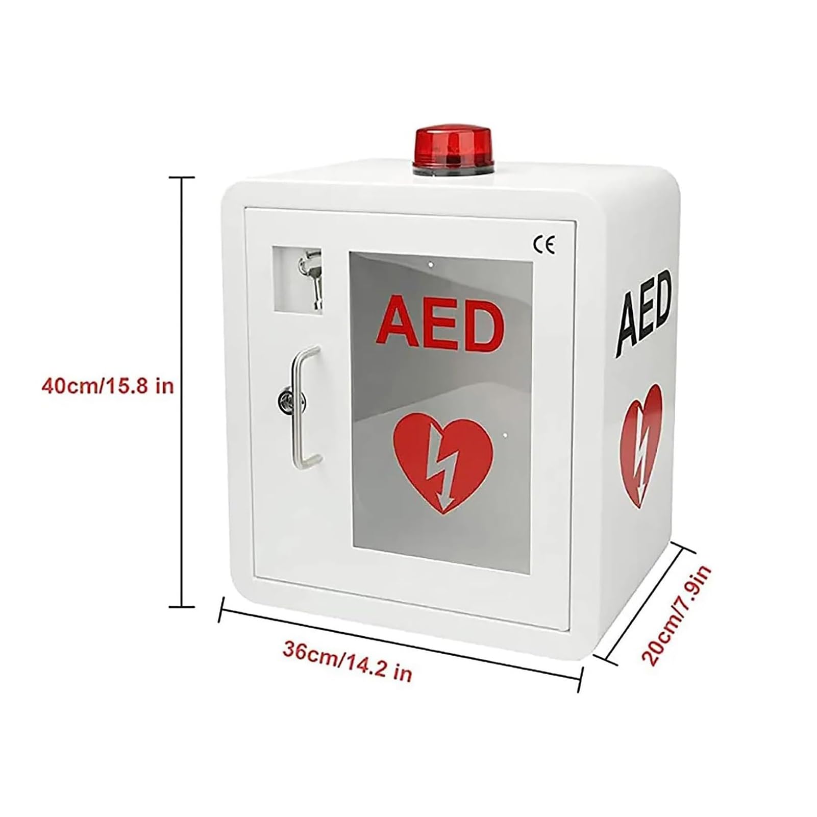 Szafka na defibrylator AED, skrzynka alarmowa do defibrylacji serca ze światłem | Pudełko do przechowywania defibrylatora, apteczka pierwszej pomocy montowana na ścianie, apteczka do domu, szkoły i biura