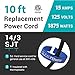 Clear Power 10 ft 3-Wire Heavy Duty Power Cord, Replacement Cord 14/3 SJT for for Power Tools and appliances, Black, 3 Prong Grounded Plug, DCIC-0007-DC
