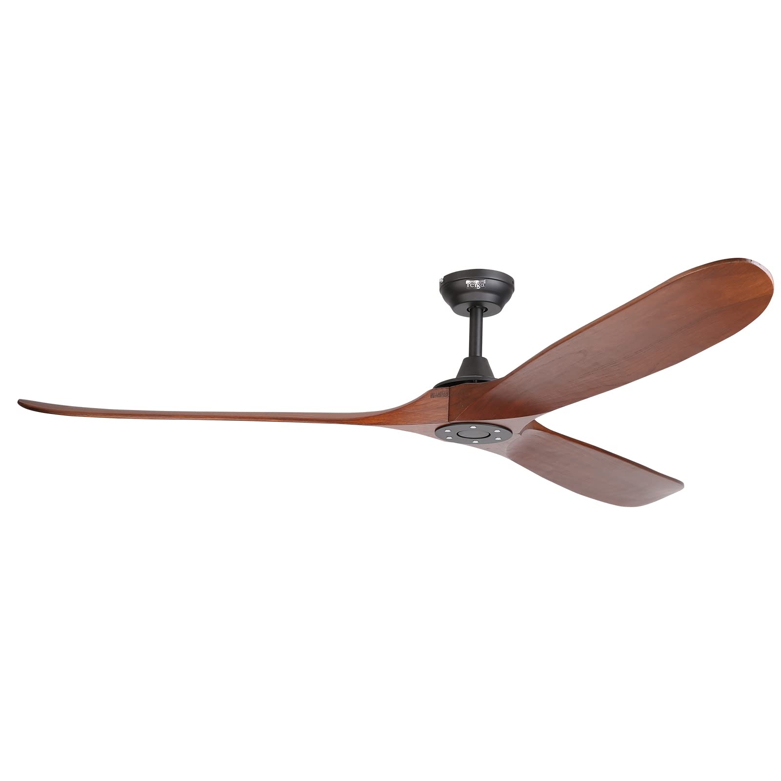 reiga 178 cm grande ventilatore da soffitto in legno intelligente senza luce, 3 pale per interni ed esterni, alta velocità d'aria, motore silenzioso, telecomando per soggiorno, veranda e portico