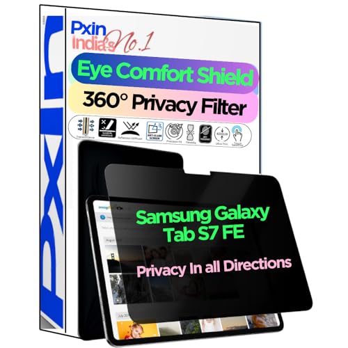 Image of Pxin Tablet Privacy Guard compatible with Samsung Galaxy Tab S7 FE | Privacy protector | Anti-Glare | Anti Spy Screen | Reduces blue light | 360 degree | Eye Protection