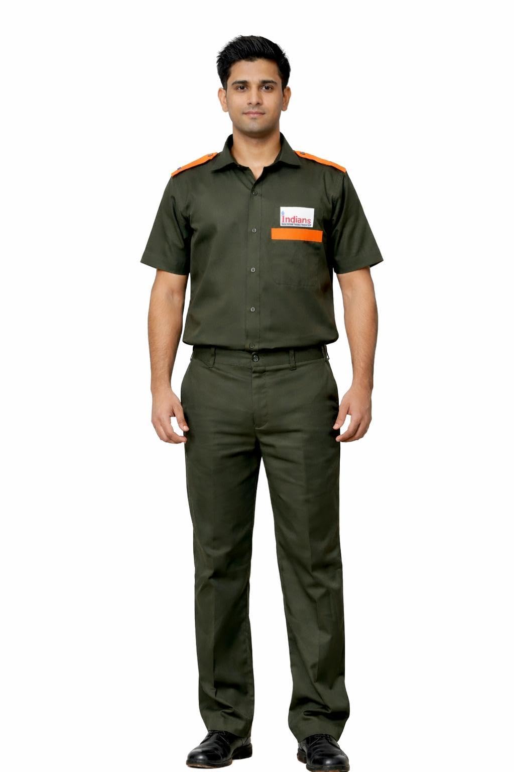 Indian Oil Men's Uniform Shirt & Pant Set, Olive Green, Half Sleeve, Regular Fit, Cotton Blend Workwear for Staff (IN,S, Alpha)-picture-15