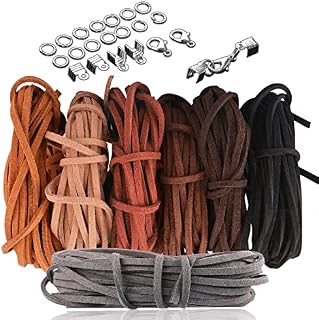 Leather Cords for Jewellery Making, SOSMAR 7 Rolls Leather Necklace Cord String Rope Strips 3mm 35m Suede Cord for Making Bracelets Dream Catcher Home DIY Crafts with Cord Ends