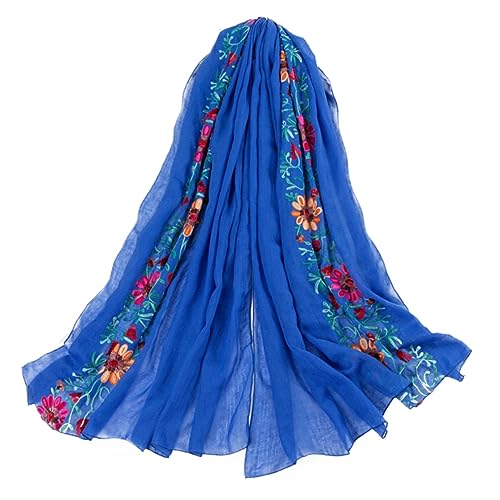 Didiseaon Floral Embroidered Cotton Linen Scarf Women Gauze Headwrap for Dress Embroidery Design