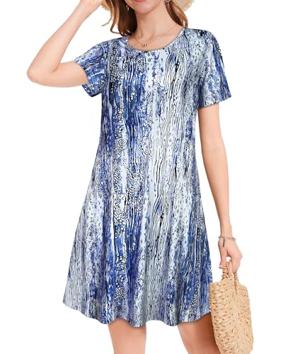 Image of JOLIGAL Summer Dresses for Women Casual Short Sleeve Sundress Scoop Neck Beach T Shirt Dress with Pockets 2026