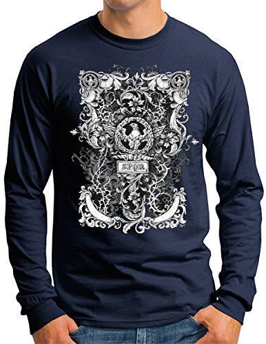 T-shirt manches longues homme bleu marine style légion romaine taille XL OM3